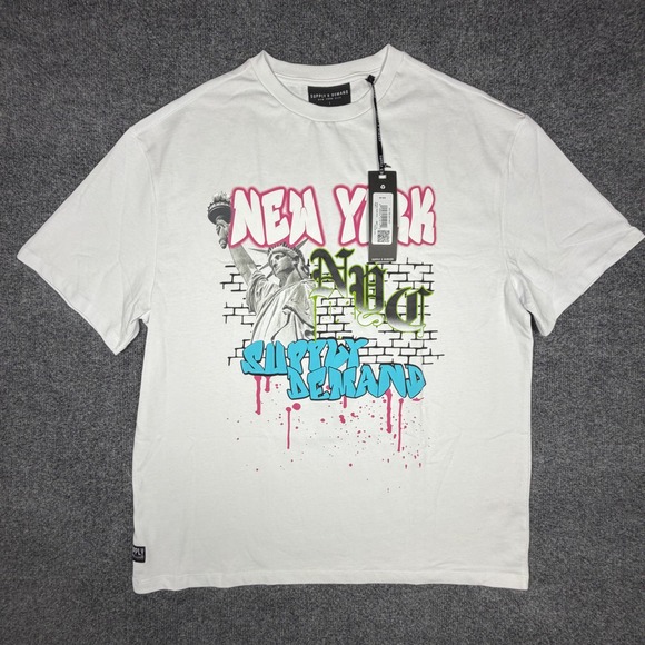 Supply & Demand Other - Supply &‎ Demand NYC Tee White Statue of Liberty Graphic T-Shirt Mens L SUM17315